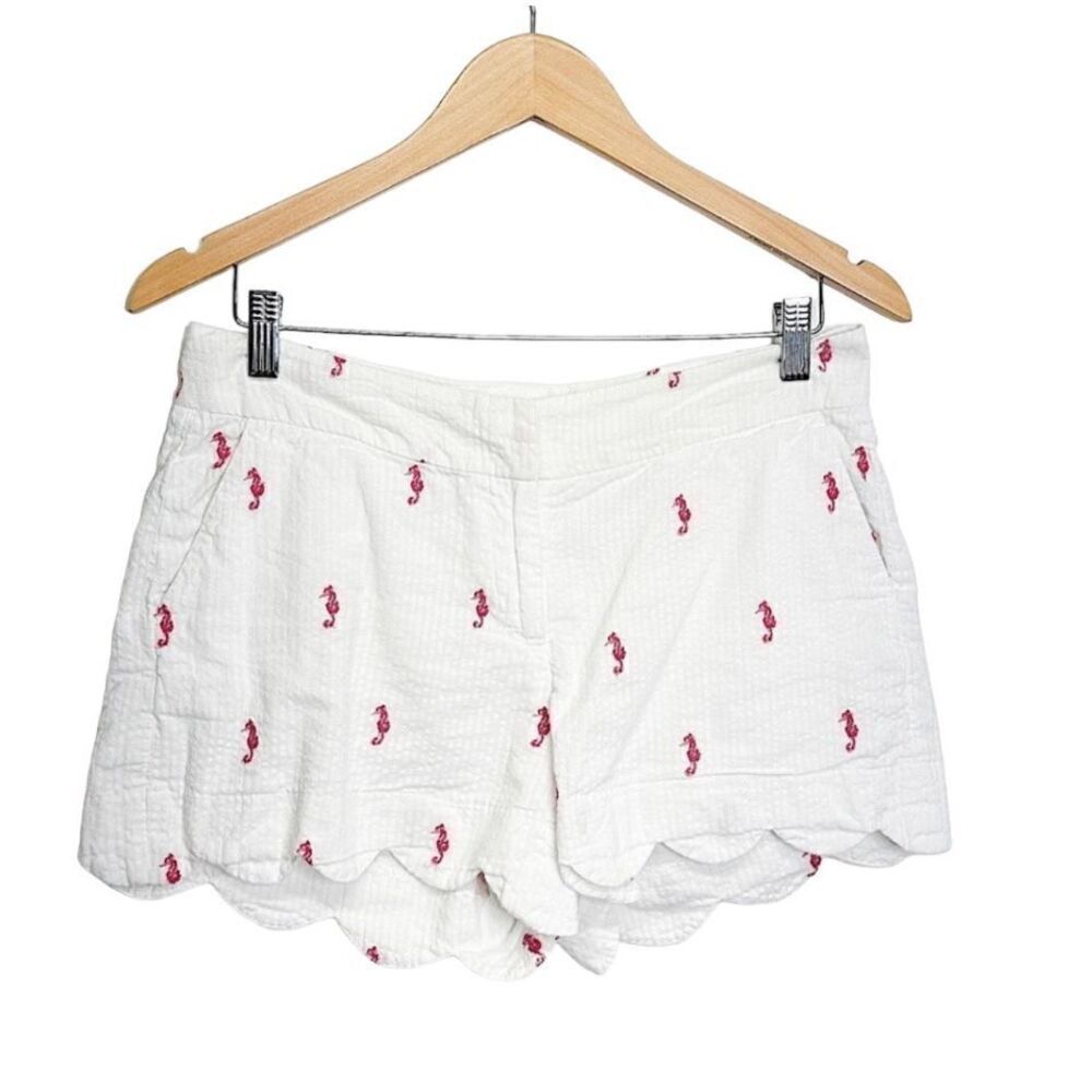 Crown &‎ Ivy Seahorse Shorts Size 4 Scalloped Womens Shorts White/Pink